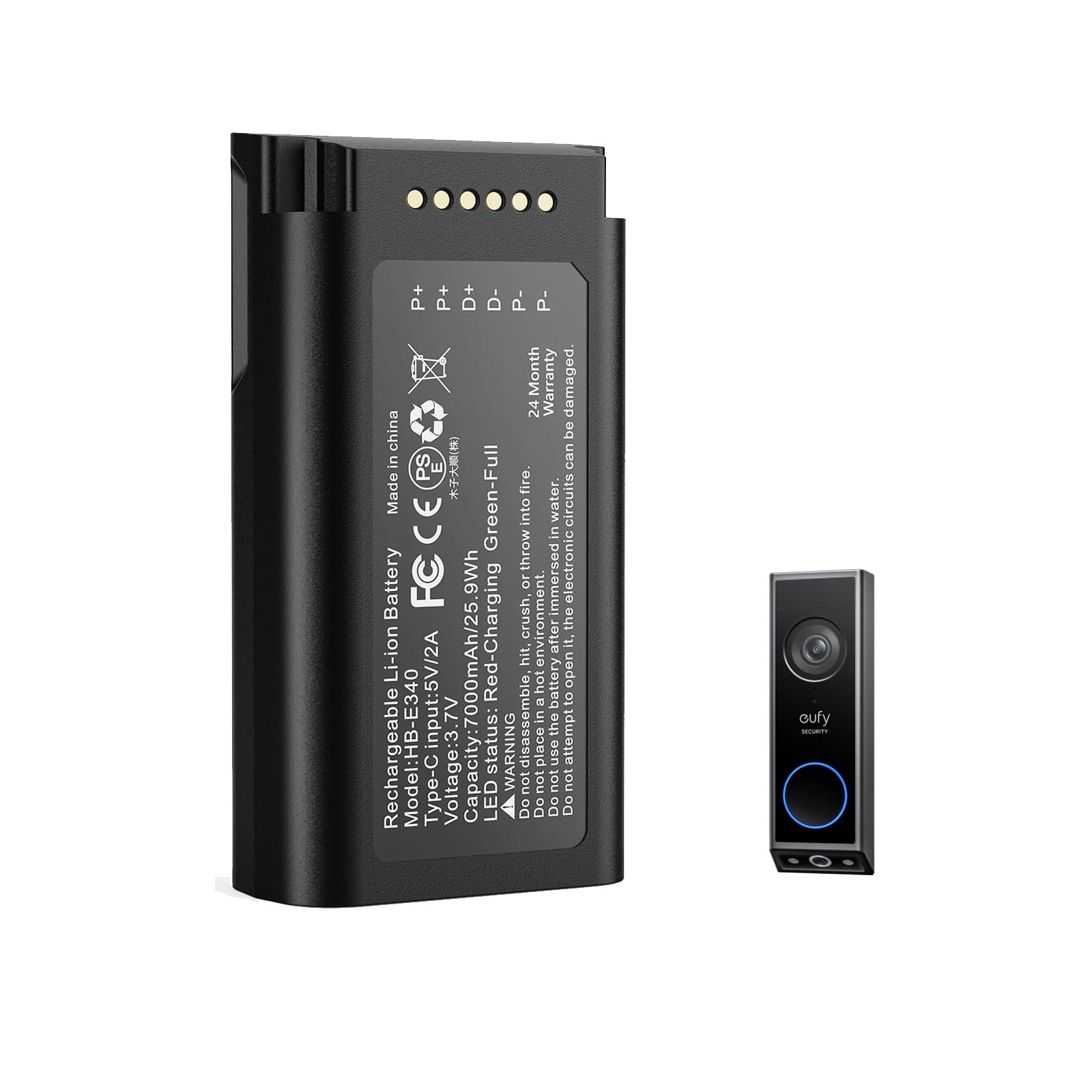 Eufy Camera S340 - Batteria al litio ricaricabile da 7000